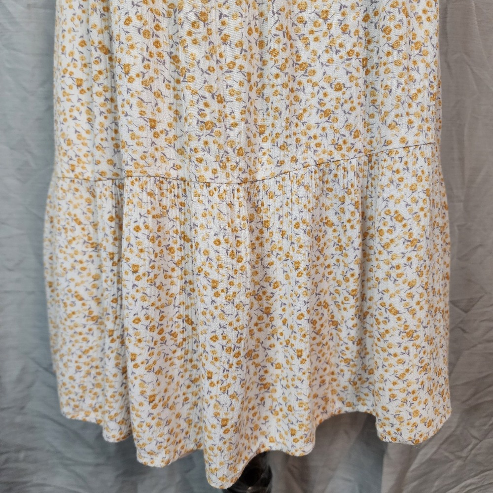 ALTAR'D STATE Size Small Yellow Ditsy Floral 100% Rayon Crinkle Babydoll Dress - Picture 6 of 13